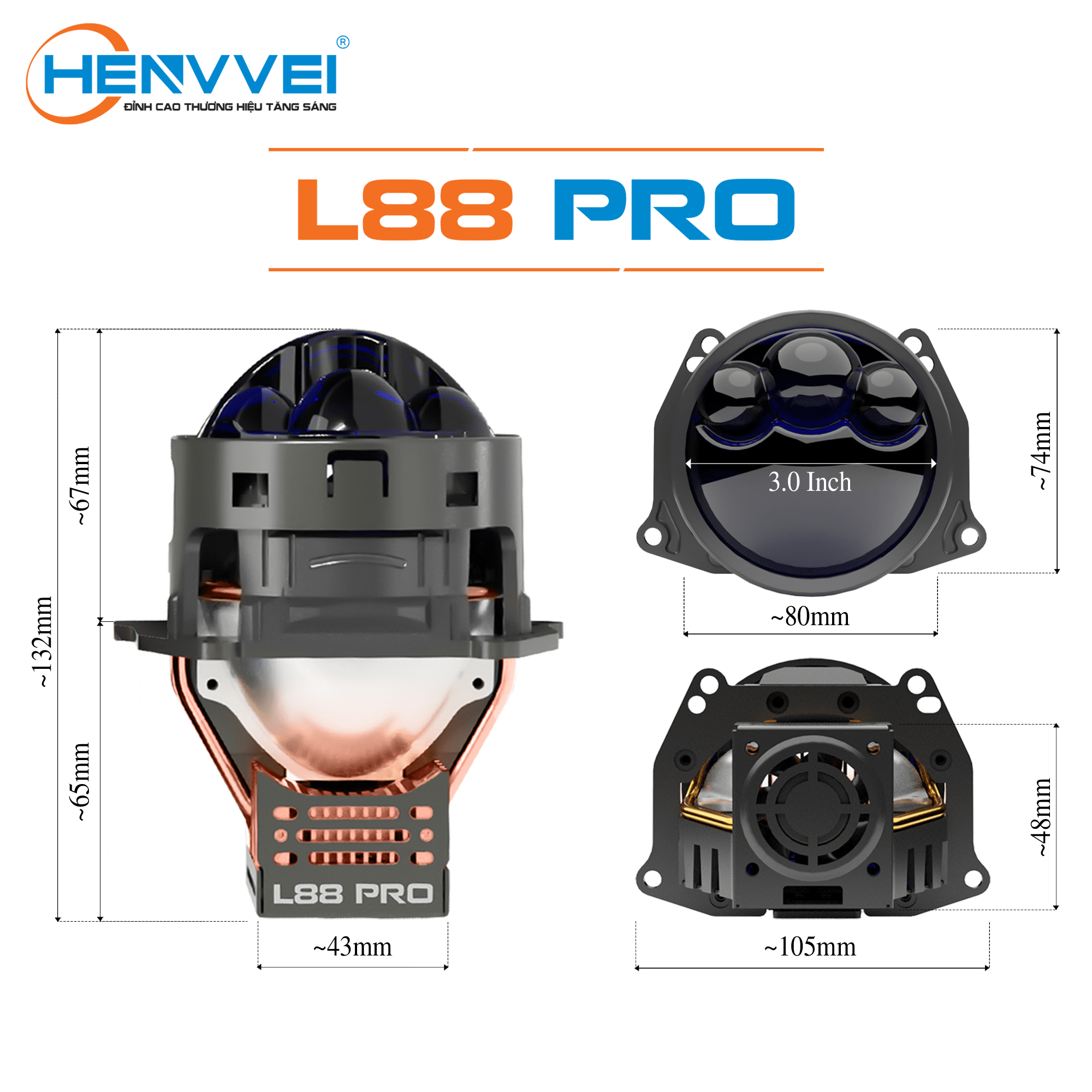 BI LED HENVVEI L88 PRO